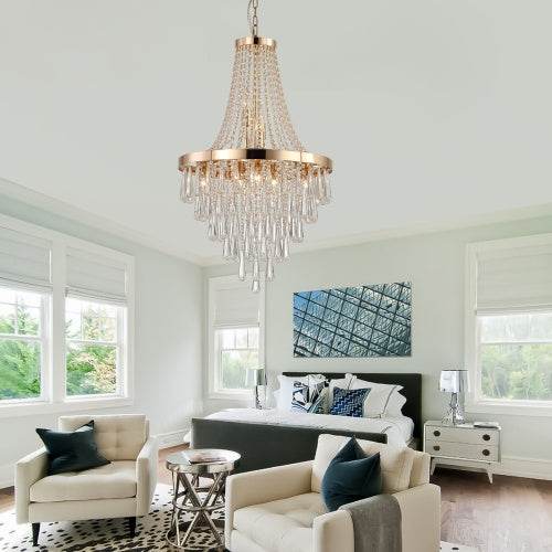 Golden Crystal Chandelier, Large Modern Luxury Chandelier For Living Room, Dining Room, Bedroom, Hallway - Bulb Not Included - EX-STOCK Canada