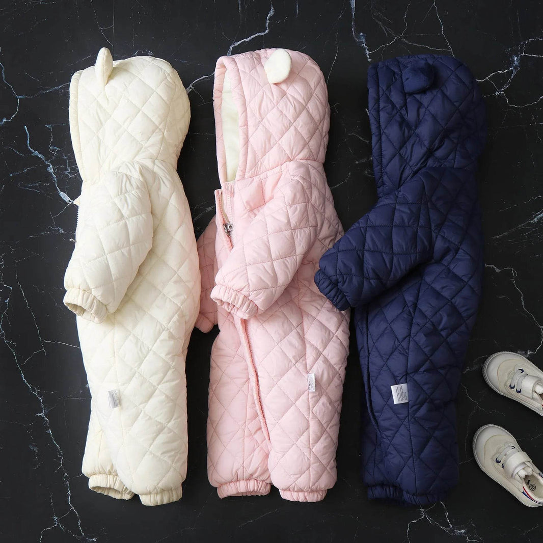 Hooded Fleece-lined Thick Baby Winter Romper Puffer Overall Jumpsuit - EX-STOCK Canada