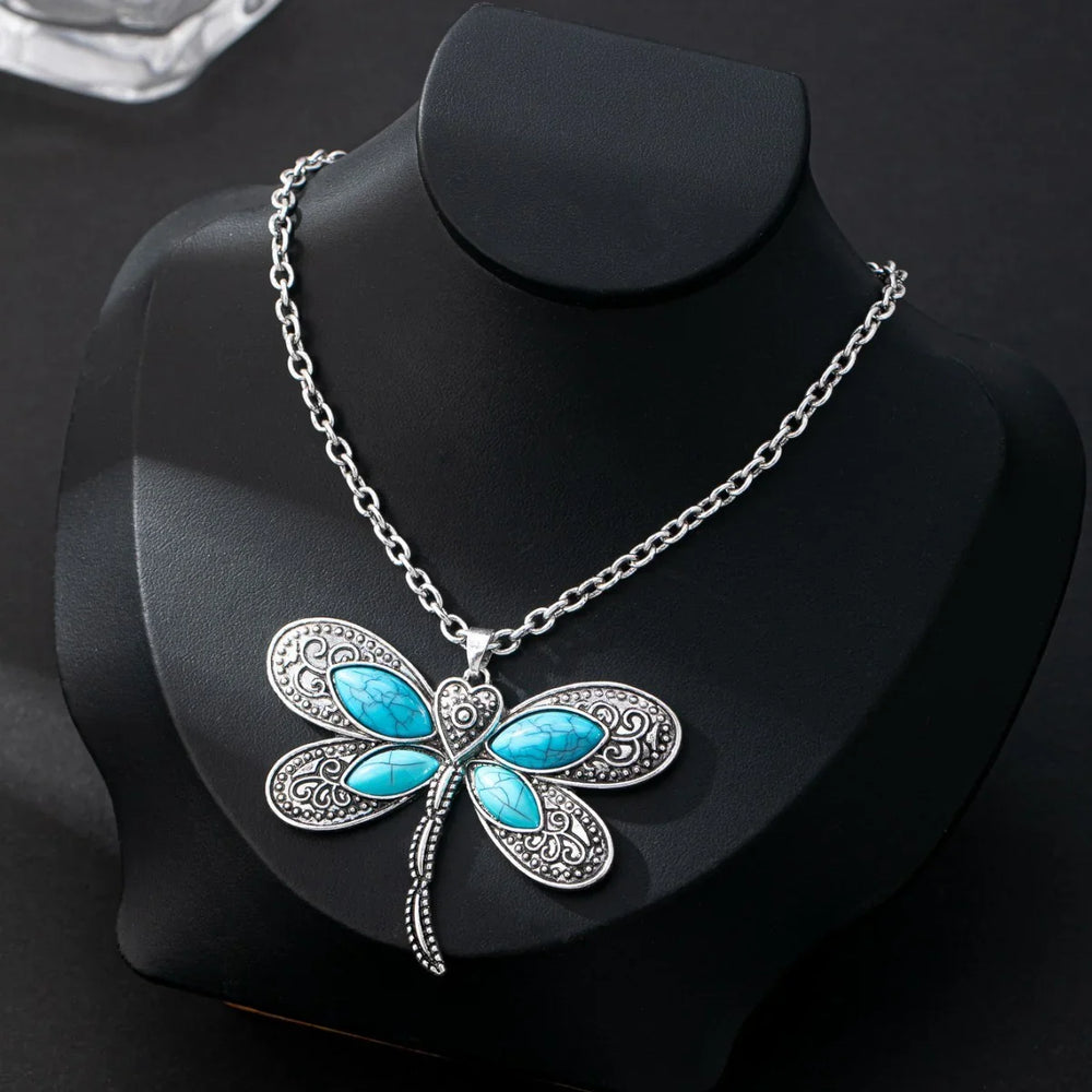 Collier pendentif libellule turquoise de luxe léger à la modeEX-STOCK Canada