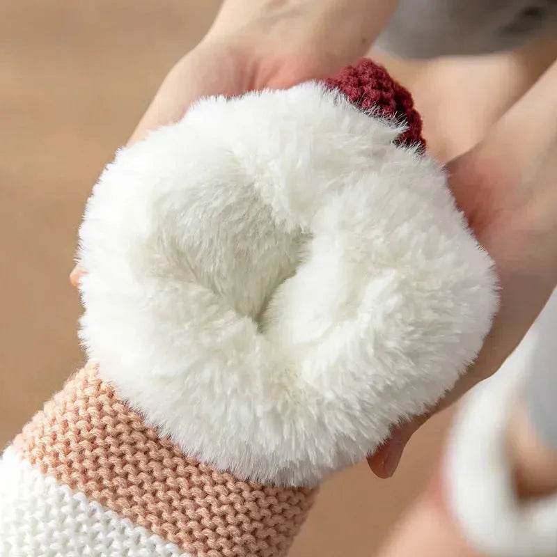 Women's Color-matching Knitted Plush Floor Socks Home Indoor Warm Non-slip Carpet Socks Winter Fashion - EX-STOCK Canada