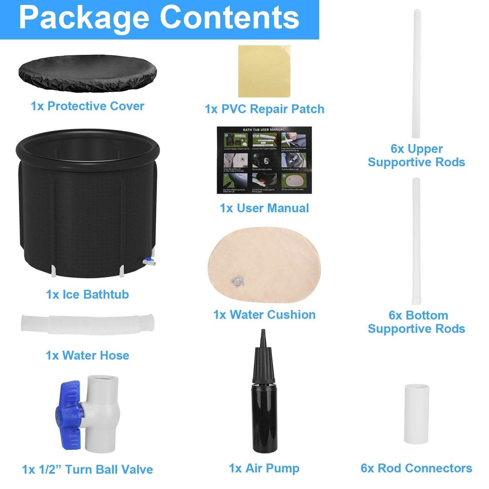 1Pc 97Gal Large Size Ice BathTub With Cover For Adults Athletes Recovery Cold Water Therapy Outdoor Portable Cold Plunge Tub 660LBS Load Capacity 33.46x33.46x29.52in - EX-STOCK Canada