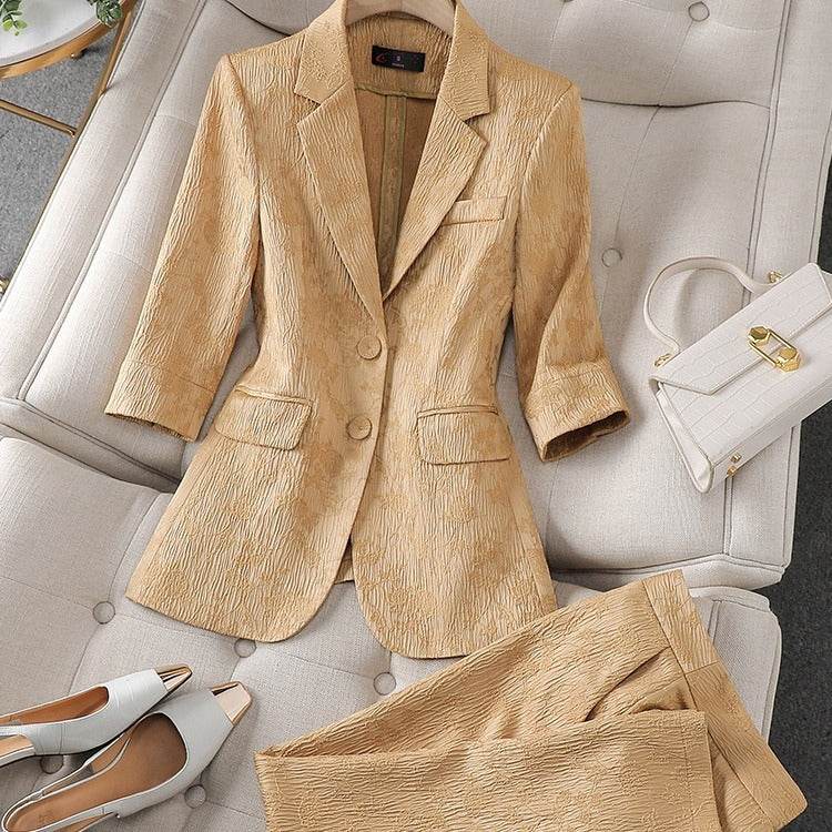Half Sleeve Blazer And Pant Suit Ladies Women Female Jacket pant suit for women - EX-STOCK Canada
