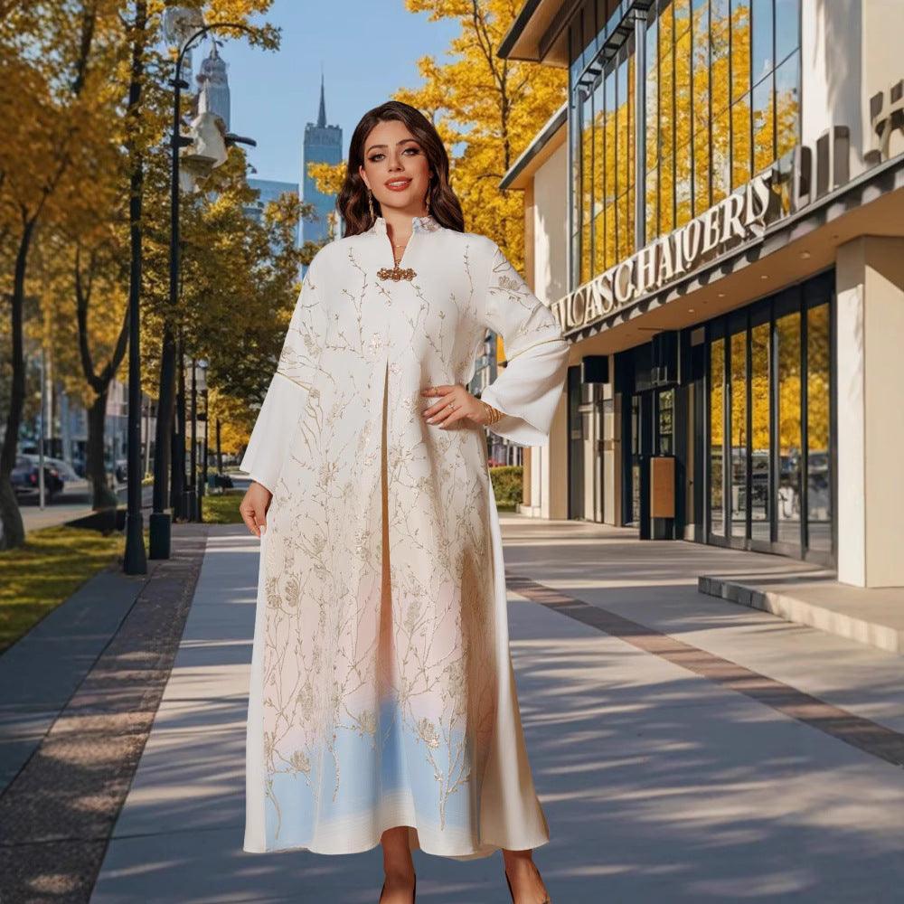 Robe pour femmes à col montant musulman du Moyen-Orient avec dégradé - EX-STOCK Canada