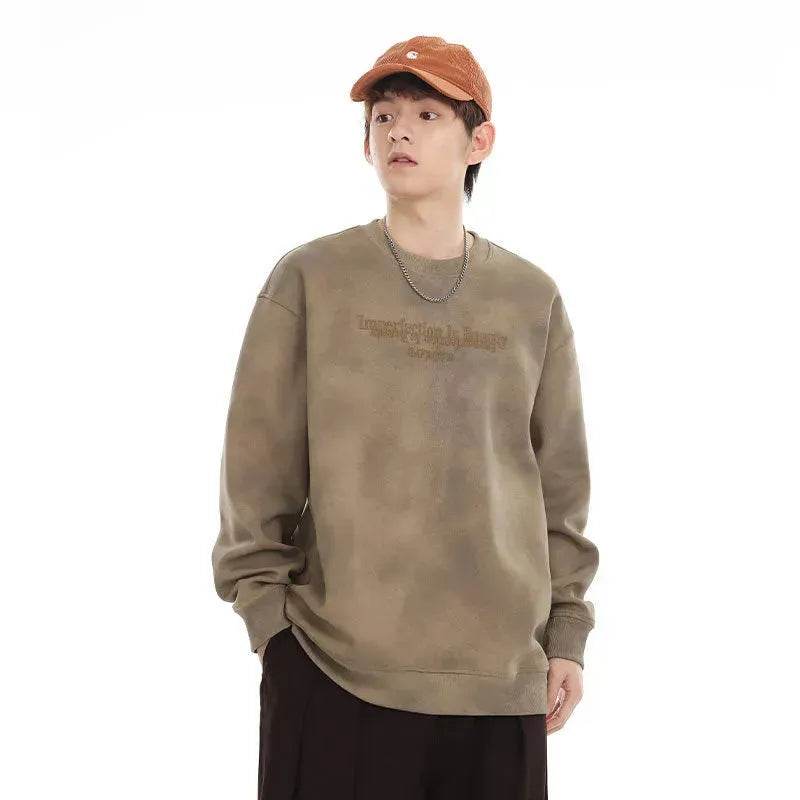 Retro heavy Oversized Crew neck Pullover sweatshirt for men - EX-STOCK Canada