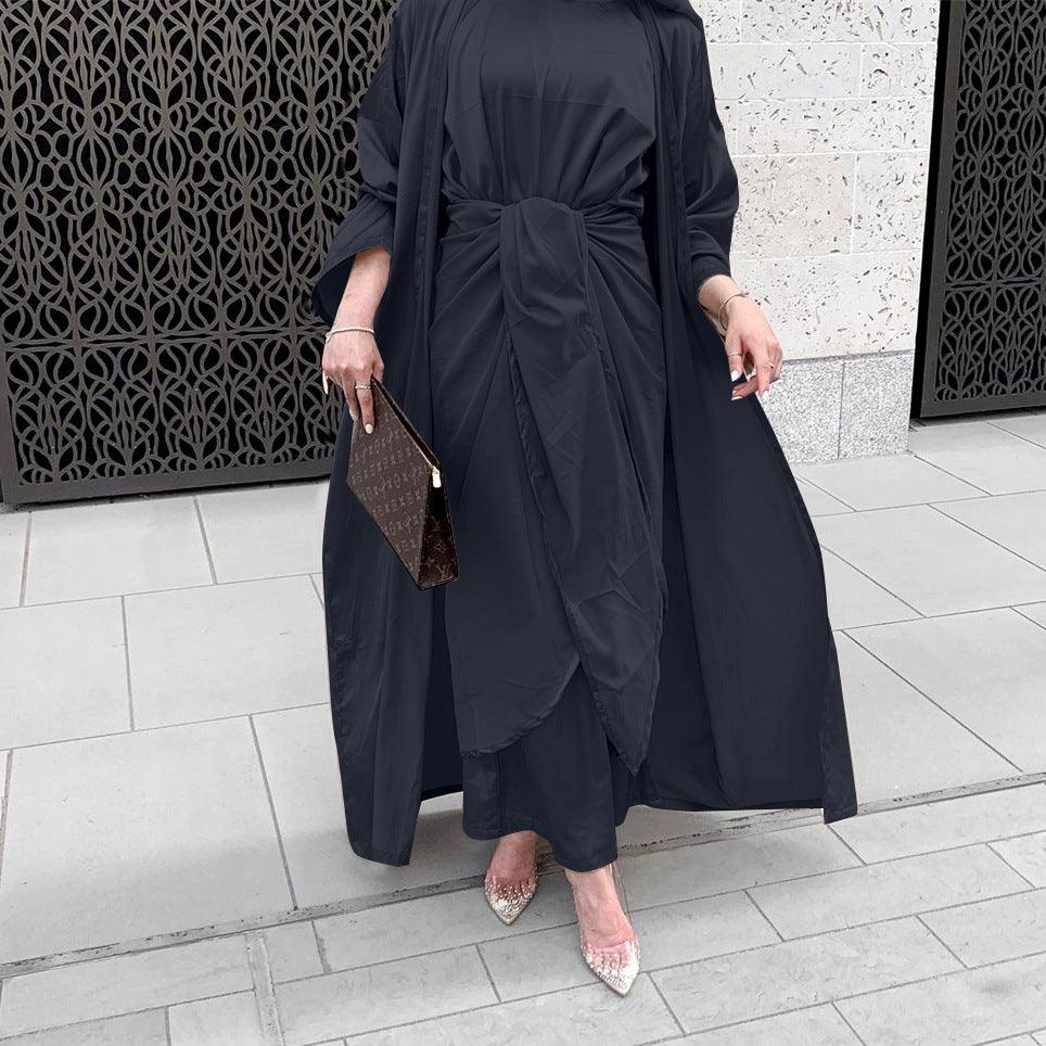 Vestido de satén traje de tres piezas femenino