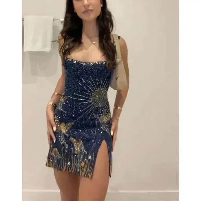 Women's 3D Printed Split Sleeveless Bodycon Mini Party Dress for Chic Ladies - EX-STOCK Canada