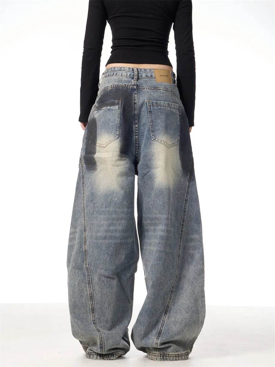 Splash Ink Ripped Machete Baggy Jeans Pant For Women Loose-fitting Wide-leg Trousers - EX-STOCK Canada