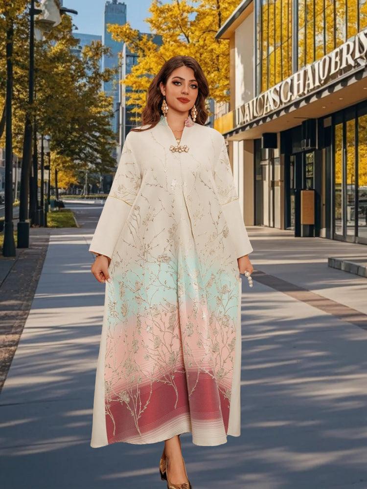 Robe pour femmes à col montant musulman du Moyen-Orient avec dégradé - EX-STOCK Canada