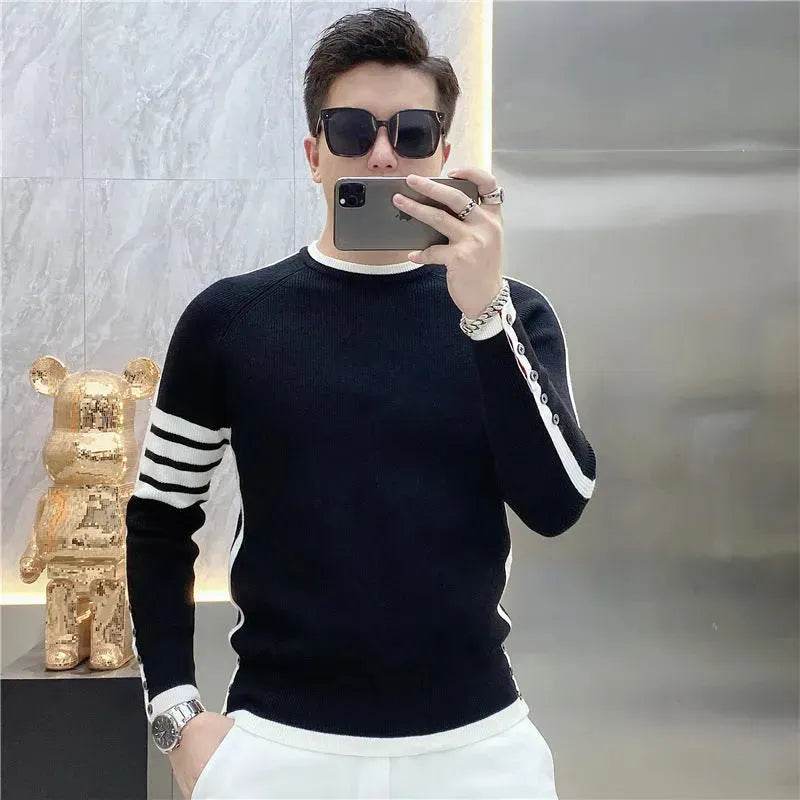 Simple All-match Slim fit Round Neck Pullover Sweater top for men - EX-STOCK Canada