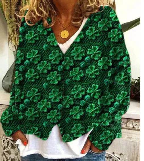 Christmas Abstract Printing Casual Cloak Coat Cardigan Sweater - EX-STOCK Canada