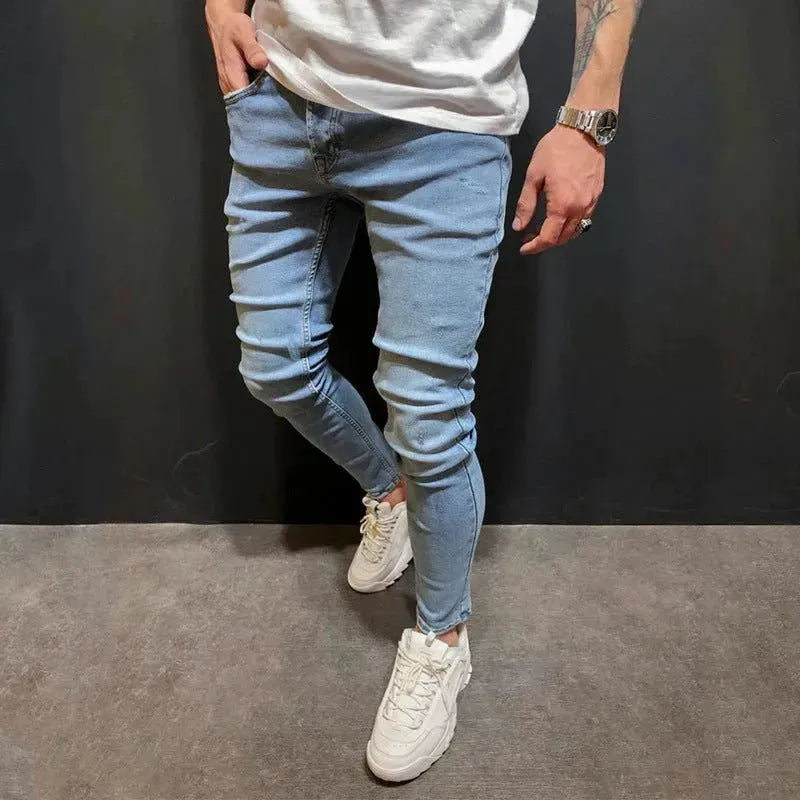 Fashion Trend Men Blue Denim Trousers Jeans