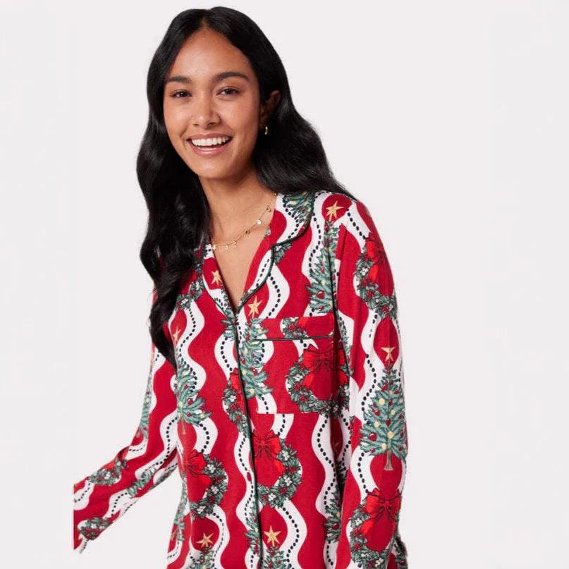 Christmas Printed Long-sleeved Trousers Autumn Ladies Home Leisure Suit EX-STOCK Canada