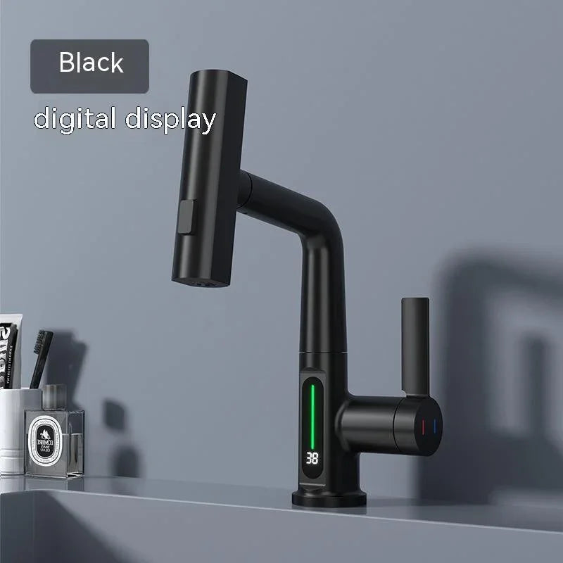 Intelligent Digital Display Faucet Pull-out Basin Faucet Temperature Digital Display Rotation EX-STOCK Canada