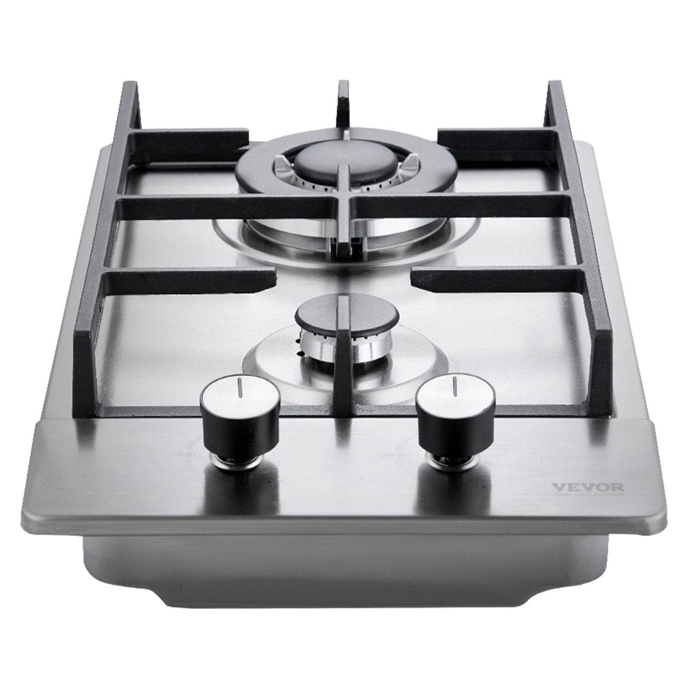 Gas Cooktop 12 Inch, Max 12250BTU 2 Burners Built-in Stainless Steel Gas Stove Top, LPG NG Convertible Dual Fuel Natural Gas Hob With Thermocouple Protection - EX-STOCK Canada