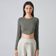 Women Slim Fit Long Sleeve Crop top Workout Sports Gym top - EX-STOCK Canada