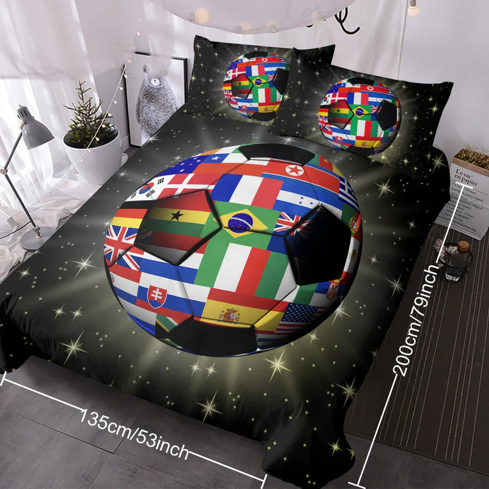 3D Soccer Ball Bedding Set Football World Flags Print Duvet Cover Sets For Teen Boys Sports Bedding Sets Universe Stars Black Bed Quilt Cover EX-STOCK Canada