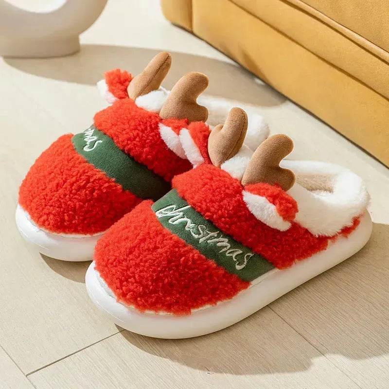 Christmas Shoes Winter Home Slippers Elk Soft Cozy Bedroom Slipper Slip On House Shoes - EX-STOCK Canada