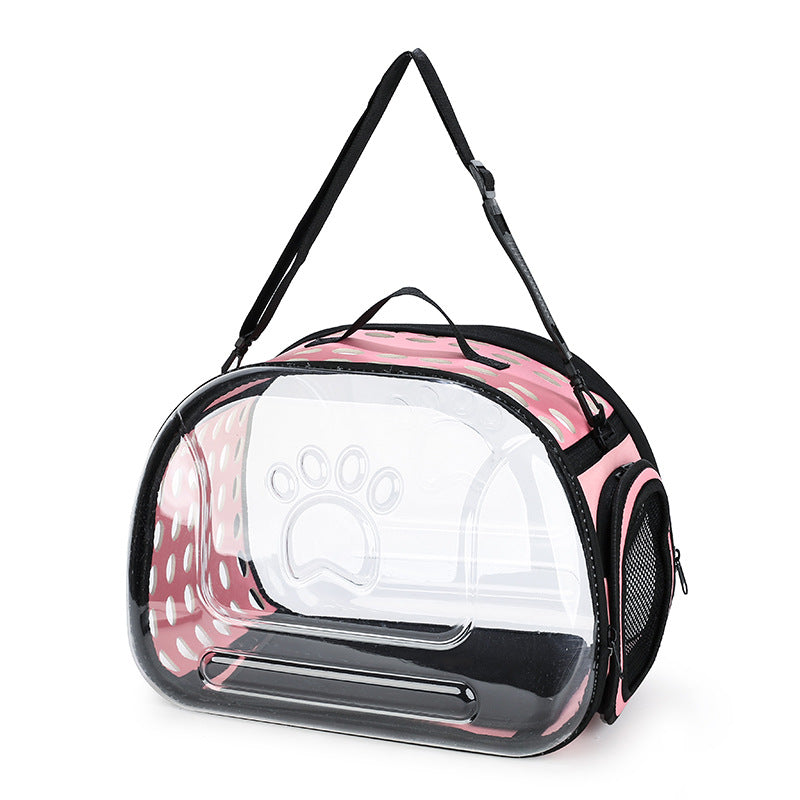 Transparent Pet Cat Carrier Bag – EVA & PVC, 35L, Pink