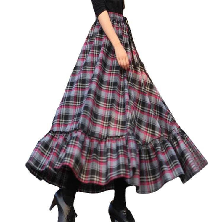 Sweet Plaid Midi Maxi Skirt For Women - EX-STOCK Canada