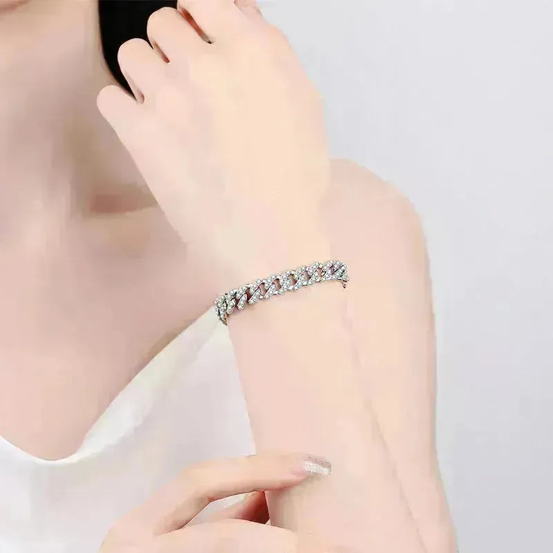 Bracelet Moisanite de chaîne de liaison cubaine