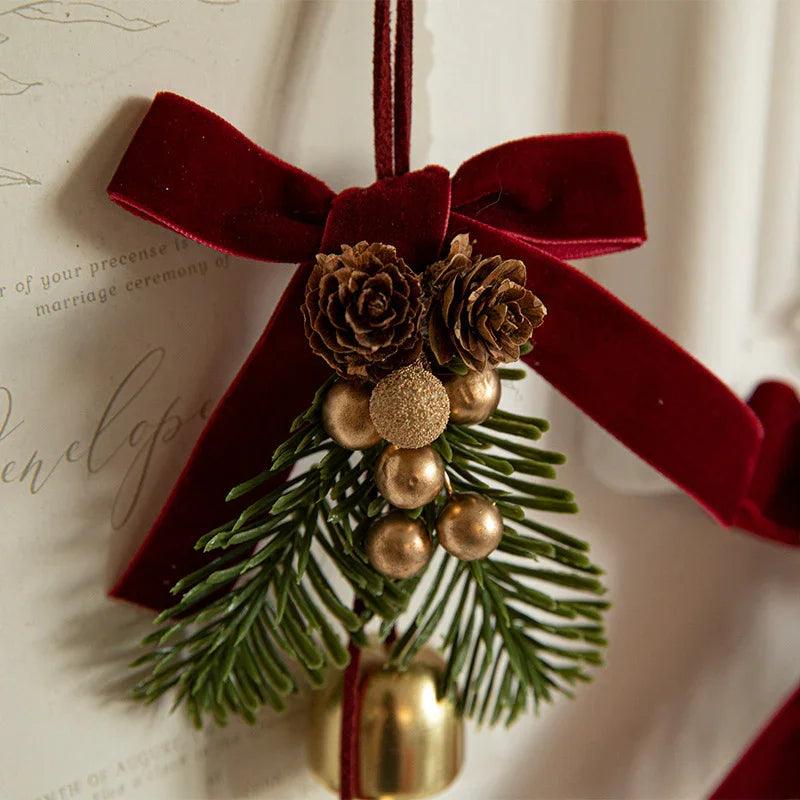 Petite pièce suspendue en forme de cloche de Noël avec nœud en veloursEX-STOCK Canada