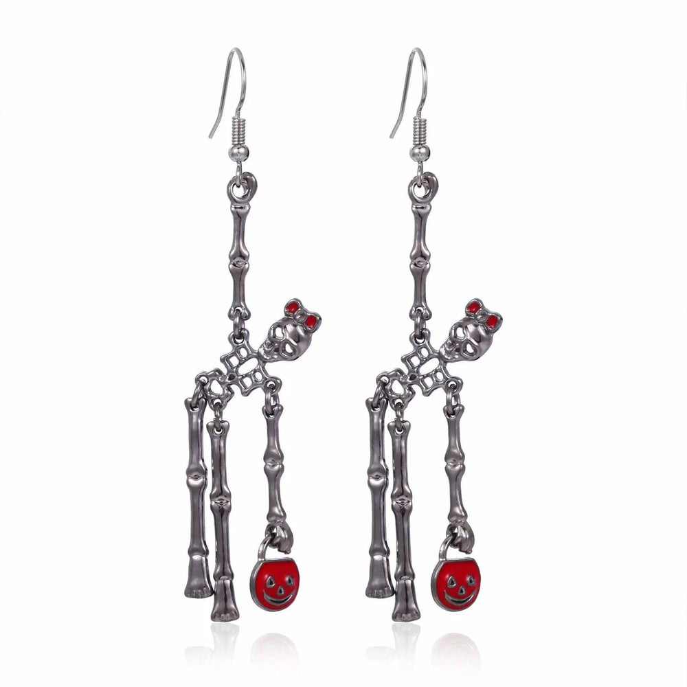 Set di 3 pezzi Orecchini e Collana Scheletro di Halloween Gioielli Creativi Retrò Personalità - EX-STOCK Canada