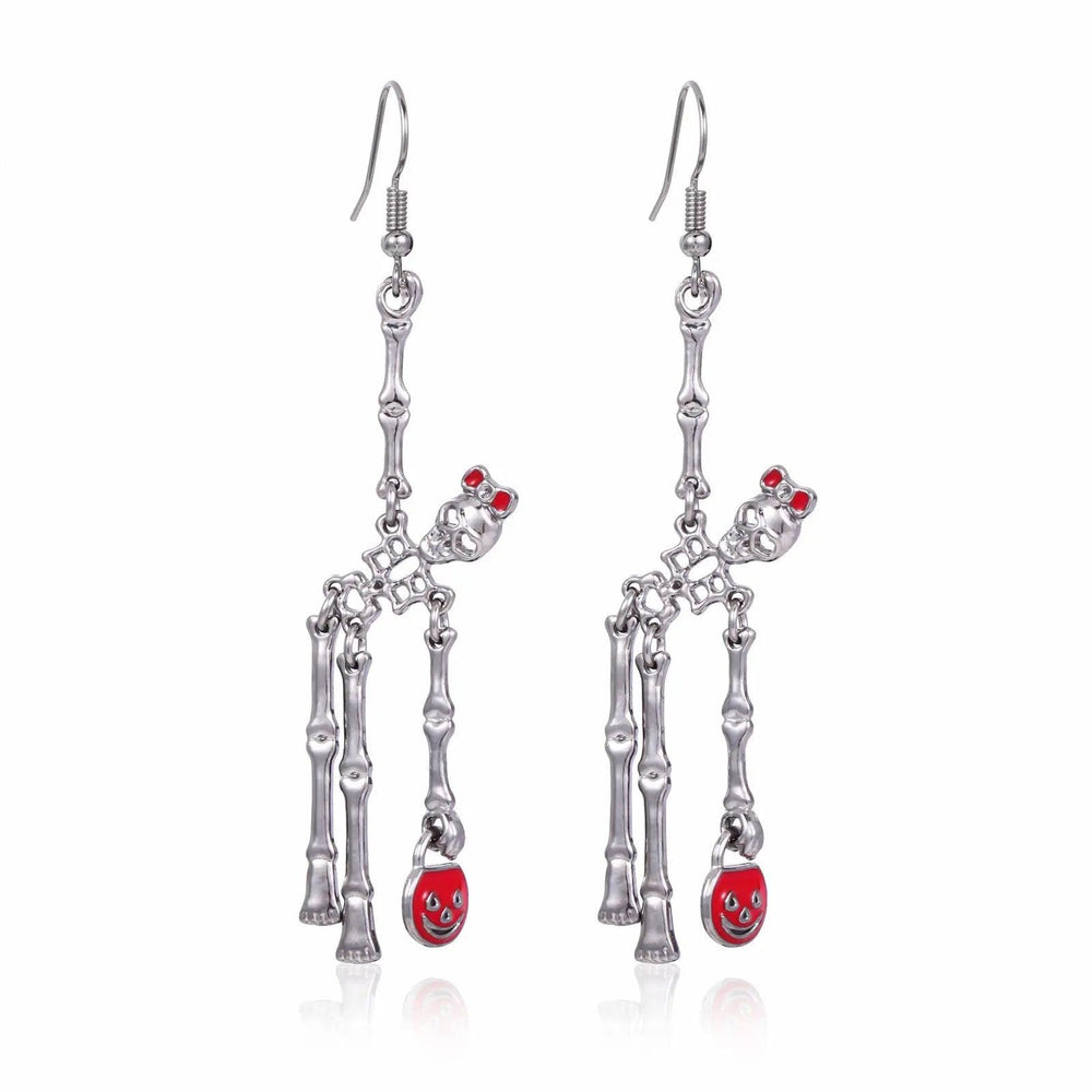 Set di 3 pezzi Orecchini e Collana Scheletro di Halloween Gioielli Creativi Retrò Personalità - EX-STOCK Canada