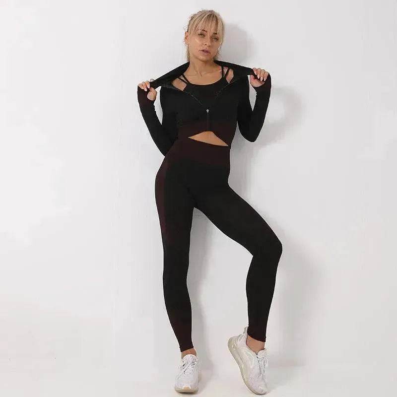 3PCS Yoga Set Seamless Sport Set Women Gym Clothing Leggings Women Crop Top Sports Bra Women Fitness Gym Set Womens Outfits Tracksuit - EX-STOCK Canada