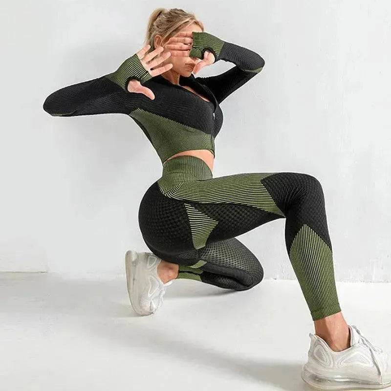 3PCS Yoga Set Seamless Sport Set Women Gym Clothing Leggings Women Crop Top Sports Bra Women Fitness Gym Set Womens Outfits Tracksuit - EX-STOCK Canada