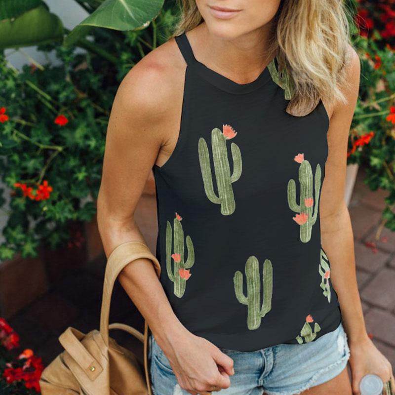 Summer Halter neck blouse top Cactus Print Women - EX-STOCK Canada