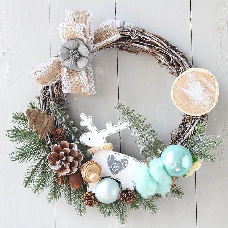 Christmas Wreaths On The Door Artificial Flowers Garland Window Door Hanging Decorative Supplies For Christmas Party New Year - EX-STOCK Canada