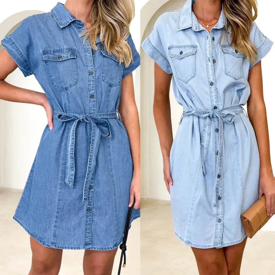 Spring And Summer New Loose Casual Denim Dress Women - EX-STOCK CANADA