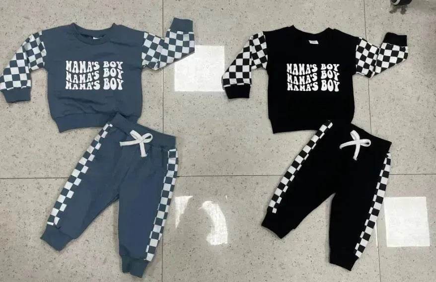 Children Plaid Printed Long-sleeve Sweater Set Casual baby outfit for Boys Baby two piece for boys - EX-STOCK Canada