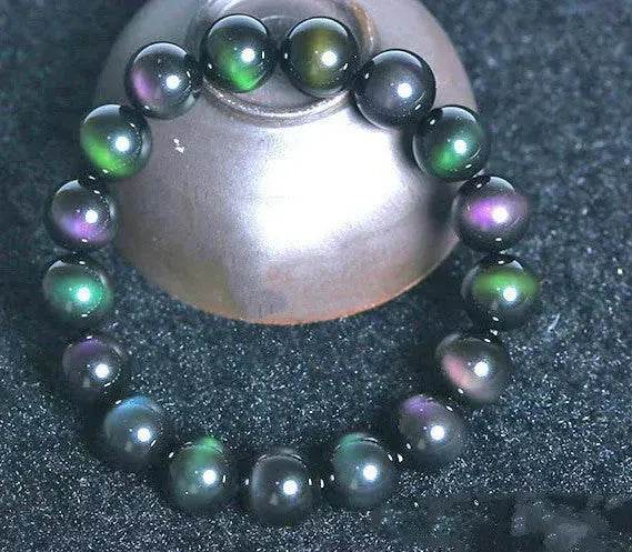 Rainbow Purple Green Eye Obsidian Bracelet - EX-STOCK Canada