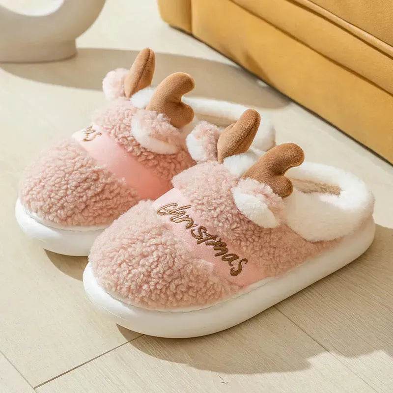 Christmas Shoes Winter Home Slippers Elk Soft Cozy Bedroom Slipper Slip On House Shoes - EX-STOCK Canada
