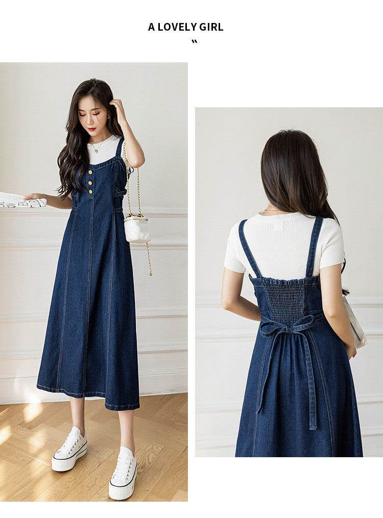 Spring And Autumn New Korean Style Casual All-matching Jeans Suspender Dress EX-STOCK Canada