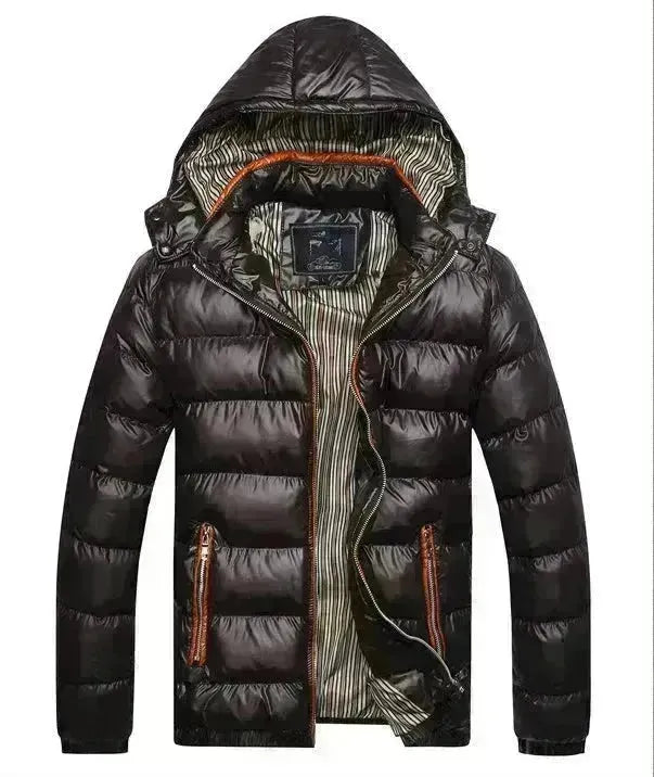 Coppa per palla in pelle invernale per uomo giacca invernale imbottita con cappuccio per uomini