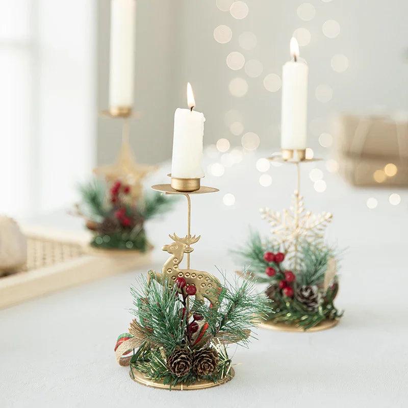 Bougeoir de Noël en fer forgé doré pour décoration de fenêtreEX-STOCK Canada