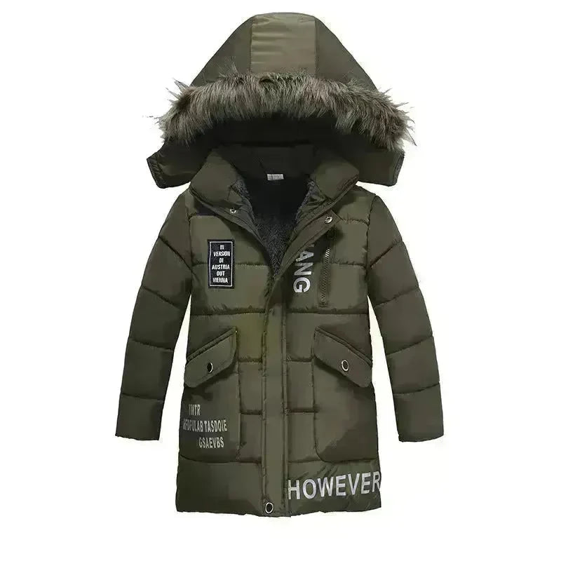 Winter Children's Trendy Cotton-padded Jacket Mid-length Letter Cotton-padded Coat - EX-STOCK CANADA