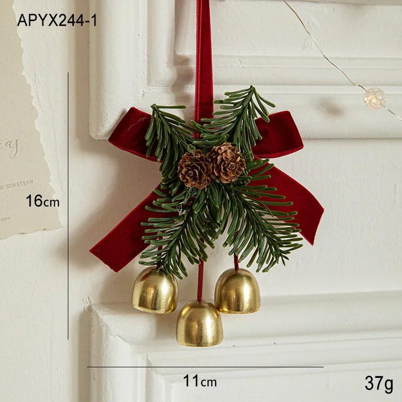 Petite pièce suspendue en forme de cloche de Noël avec nœud en veloursEX-STOCK Canada