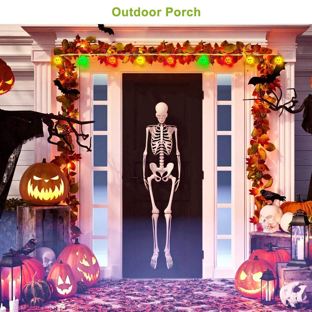 Set Of 3Pcs Halloween Light Decorations Total 50 LEDs 24ft Halloween String Lights Colorful 3D Skeleton Ghost String Lights Gauze Skull String Lights Spooky Hands String Lights For Indoor Outdoor Part - EX-STOCK Canada