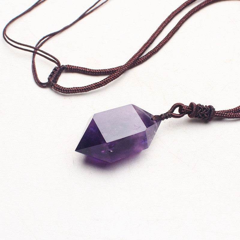 Natural Amethyst Hexagonal Crystal Pendant - EX-STOCK Canada