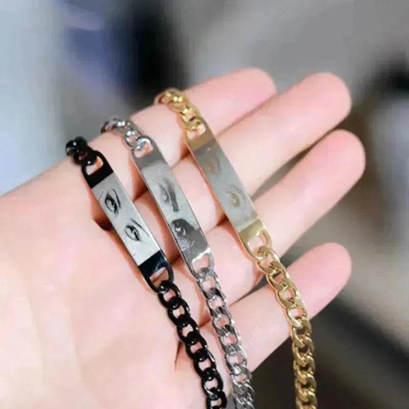 DIY Laser Engraved Stainless Steel Couple Bracelet Bracelet Jewelry - EX-STOCK Canada