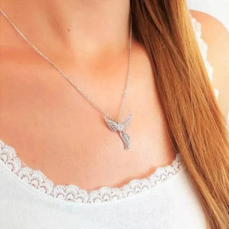 Diamond Modern Angel Pendant Necklace for Women - EX-STOCK Canada