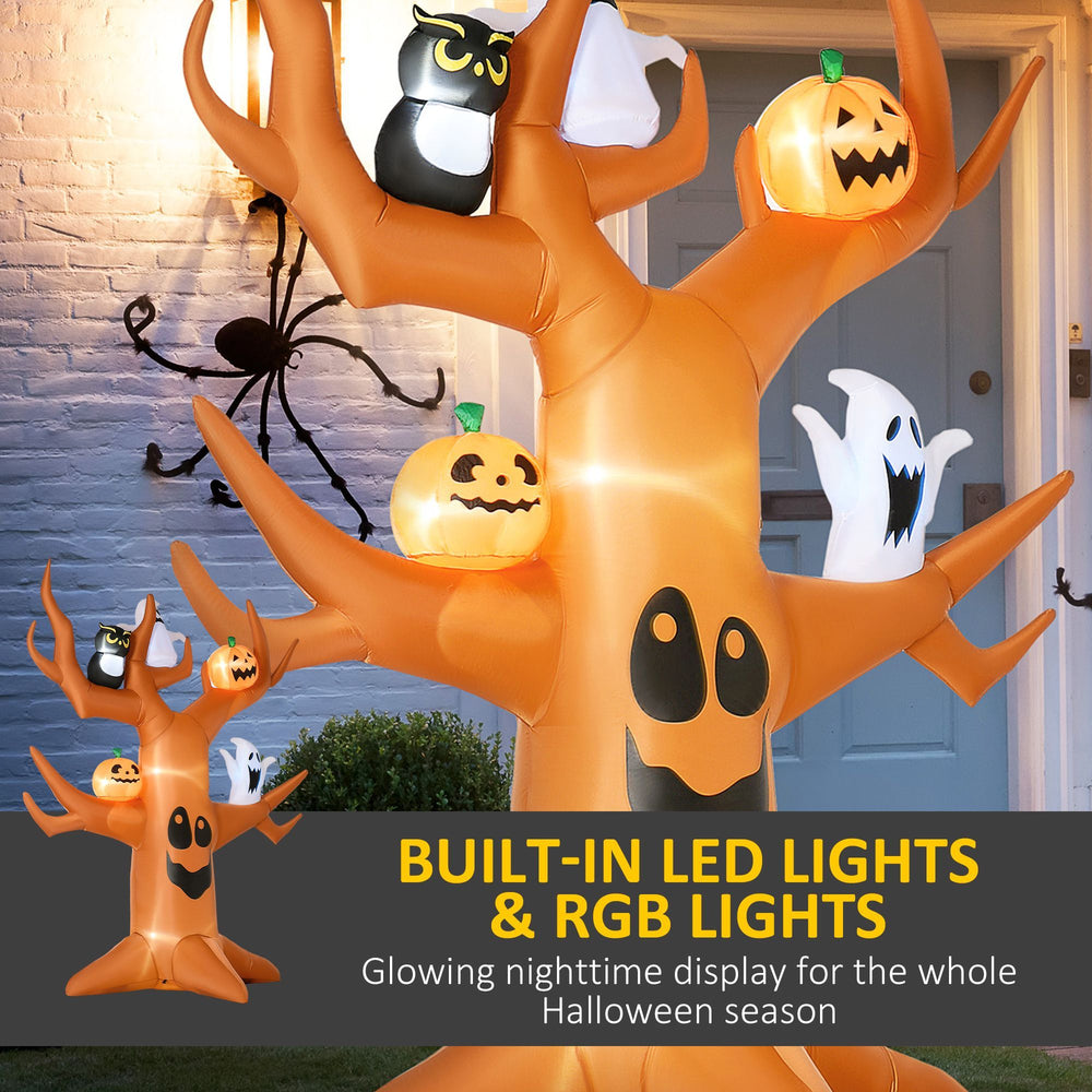 9ft Inflatable Halloween Haunted Tree With Pumpkins, Ghosts And Cat, Blow-Up Outdoor LED Yard Display For Garden, Lawn, Party, Holiday EX-STOCK Canada