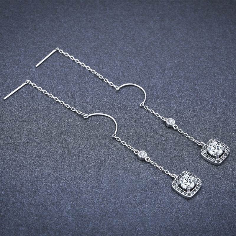 Light Luxury Long Copper Plated Zircon Dangle Earrings - EX-STOCK Canada