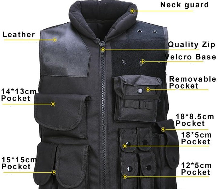 Chaleco táctico negro para hombre, chaleco militar de cazaEX-STOCK Canada