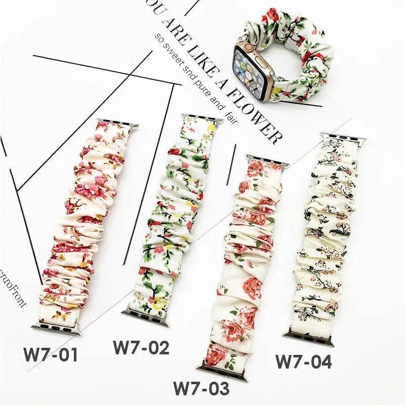 Women Replaceable Sew Floral Elastic Hair Band Strap Wristband for iwatch - EX-STOCK Canada