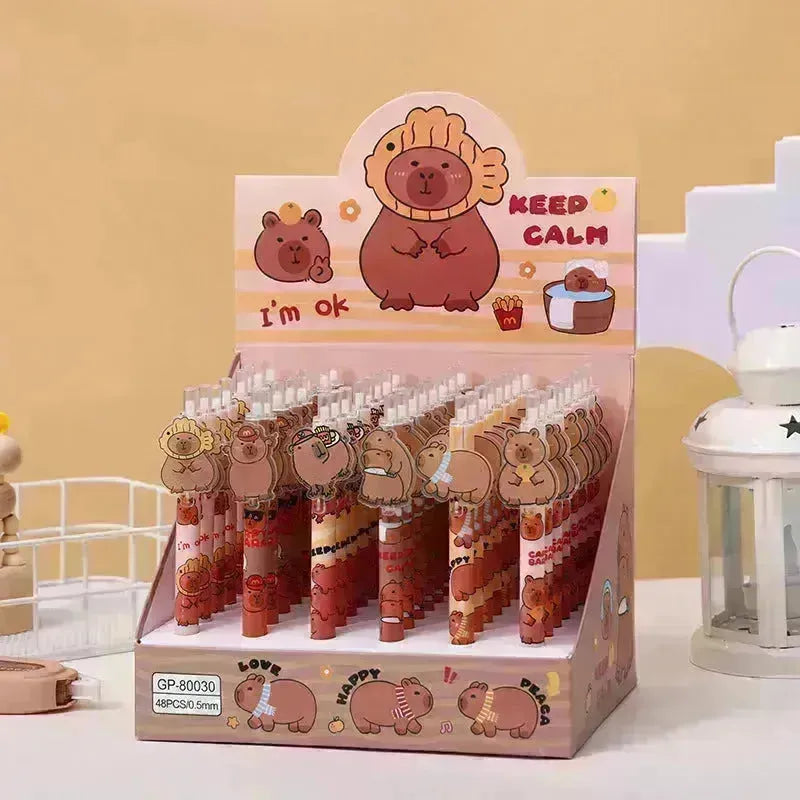 48 PCS Cartoon Bear acrylique Paster pressant le stylo scolaire fournit un stylo gel