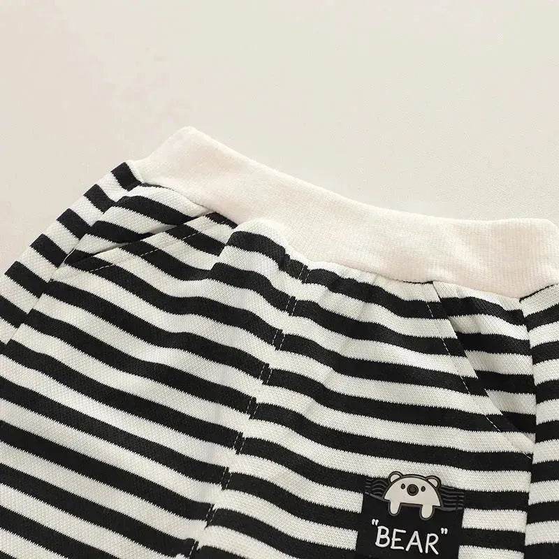Casual Letter Stripes Loose Round Neck Boys' Long Sleeve Sweater Suit Two piece for boys - EX-STOCK Canada